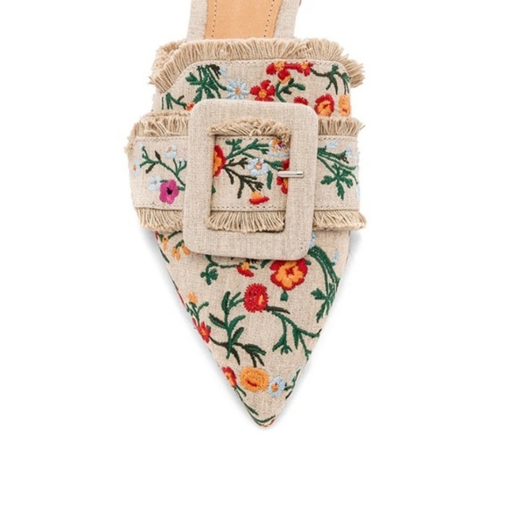 Schutz Maiara Floral Linen Mules Slides 5.5 NWT - Picture 4 of 5